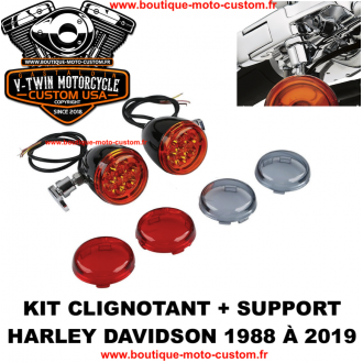 KIT CLIGNOTANT + SUPPORT NOIR HARLEY...