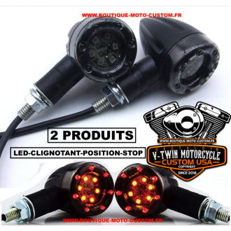 2 flashing bullet Black LED + brake...