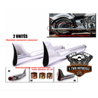 2 Silencieux Universel FISHTAIL Chrome